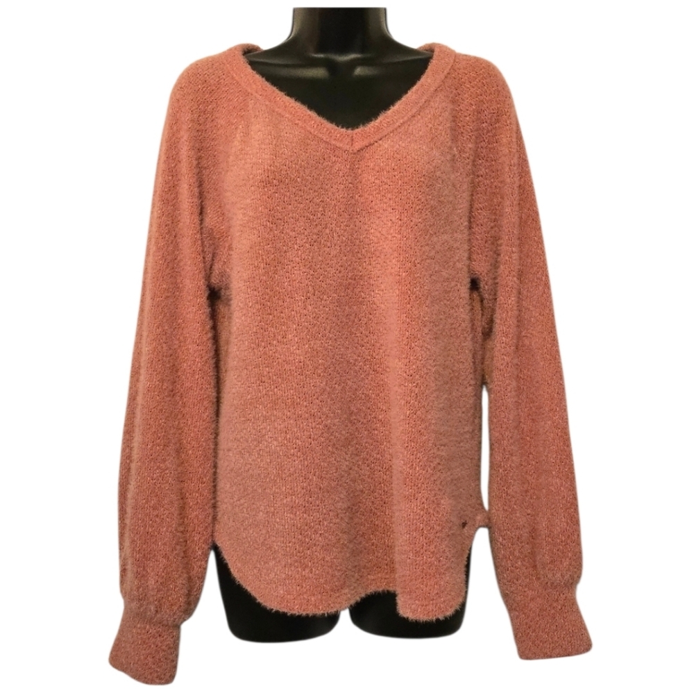 Hollister Soft Pink V-Neck Sweater Cozy Comfort Size M